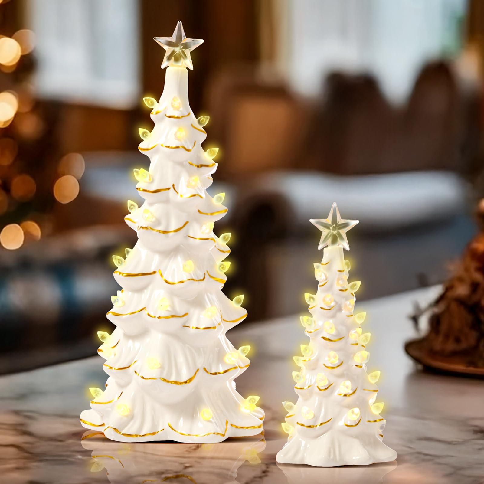 Amazon.com: WDS WONDROUS Ceramic Christmas Tree Tabletop - White